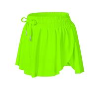 Wsirmet Flowy Shorts for Women Butterfly Shorts 2 in 1 Athletic Workout Gym Biker Running Shorts with Pockets, Neon Green, XS