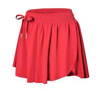 Wsirmet Flowy Shorts for Women Butterfly Shorts 2 in 1 Athletic Workout Gym Biker Running Shorts with Pockets, Red, M