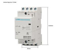 WSJMWKW 4P AC Contactor 25A household contactor 110V 24V 220V 230V 400V~ 4NO 4NC 2NO2NC 3NO1NC 50/60Hz 35mm din rail CT1-25(4NO AC24V)