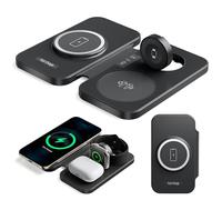 WSKEN 3 in 1 Wireless Charging Station, Foldable Multi Angle Fast Magsafe Wireless Charger Stand for All Devices,iPhone 16 Pro Max/15, Samsung Galaxy S25 Ultra/Z Fold Flip 6,Apple Watch, AirPods