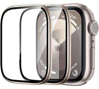 WSKEN for Apple Watch Screen Protector 41mm Series 9 8 7, Titanium Alloy Frame + 9H Tempered Glass, [Keep Original] [Touch Sensitive] Lightweight Protective Glass for iwatch 41mm 2 Pack