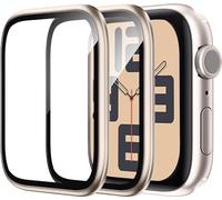 WSKEN for Apple Watch Screen Protector 44mm Series SE2/SE/6/5/4, Titanium Alloy Frame + 9H Tempered Glass, [Keep Original] [Touch Sensitive] Lightweight Protective Glass for iwatch 44mm 2 Pack