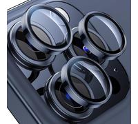 WSKEN for iPhone 15 Pro Max/iPhone 15 Pro Camera Lens Protector,[Keep Original Shooting] Shatterproof 9H Tempered Glass Camera Screen Protector Metal Ring Cover Film Accessories Blue Titanium