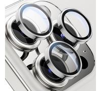 WSKEN for iPhone 15 Pro Max/iPhone 15 Pro Camera Lens Protector,[Keep Original Shooting] Shatterproof 9H Tempered Glass Camera Screen Protector Metal Ring Cover Film Accessories Silver Titanium