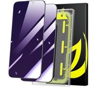 WSKEN for iPhone 16 Plus/15 Plus Anti-Blue Light Privacy Screen Protector - [Auto Dust Remove] Full Coverage 9H Tempered Glass Film,Anti-reflection,Anti Fingerprint,Anti Scratch,Bubble Free