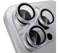 WSKEN for iPhone 16 Pro/iPhone 16 Pro Max Camera Lens Protector,Invisible | [Keep Original Shooting]Shatterproof HD 9H Tempered Glass Screen Metal Ring Cover Titanium,Anti Fingerprint,Silver Titanium