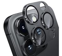 WSKEN for iPhone 16 Pro/iPhone 16 Pro Max Camera Lens Protector - Matte Metal Plate Military Grade Shatterproof 9H Tempered Glass Screen Accessories,Anti-Fingerprint,Scratch Resistant,Black Titanium