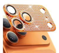 WSKEN for iPhone 17 Pro Camera Lens Protector - Matte Metal Plate Military Grade Shatterproof 9H Tempered Glass Screen Cover Accessories,Anti-Fingerprint,Scratch Resistant,Sparkle Diamond Orange