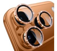 WSKEN for iPhone 17 Pro/iPhone 17 Pro Max Camera Lens Protector - [Keep Original Shooting] Shatterproof Ultra HD 9H Tempered Glass Metal Ring Cover,Anti-Fingerprint,Anti-Scratch,Glitter Cosmic Orange