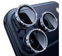 WSKEN for iPhone 17 Pro/iPhone 17 Pro Max Camera Lens Protector - [Keep Original Shooting] Shatterproof Ultra HD 9H Tempered Glass Screen Metal Ring Cover,Flash Diamond Deep Blue