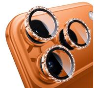 WSKEN for iPhone 17 Pro/iPhone 17 Pro Max Camera Lens Protector - [Keep Original Shooting] Shatterproof Ultra HD 9H Tempered Glass Screen Metal Ring Cover,Flash Diamond Cosmic Orange