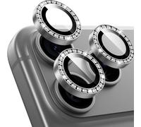 WSKEN for iPhone 18 Pro/iPhone 18 Pro Max Camera Lens Protector Glitter | [Keep Original Shooting]Shatterproof HD 9H Tempered Glass Screen Metal Ring Titanium,Anti Fingerprint,Flash Diamond Silver