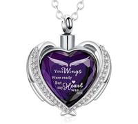 wskvoker Urn Necklace for Ashes - Cremation Jewelry for Ashes of Loved Ones, Stainless Steel Memorial Ash Necklace for Women/Men, Heart Keepsake Pendant with Sealing Kit, L, Stainless Steel, Zircon