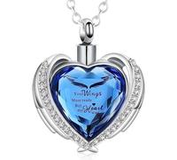 wskvoker Urn Necklace for Ashes - Cremation Jewelry for Ashes of Loved Ones, Stainless Steel Memorial Ash Necklace for Women/Men, Heart Keepsake Pendant with Sealing Kit, L, Stainless Steel, Zircon