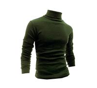 WSLCN Mens Jumpers High Roll Neck Turtle Neck Tops Pullover Winter Slim Fit Long Sleeve Sweater Army Green Size UK L/Asian XXL