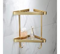 WSLWJH Bathroom Corner Shelf, Brass, Brushed Gold, Wall Mounted, 1 Shelf, Minimalist Style