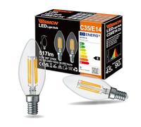 WSMCN E14 LED Light Bulb, SES Small Screw Candle Light Bulbs Warm White, 2700K 517LM, 4.5W LED 45W C35 Incandescent Bulb Equivalent, Clear Glass Bulb in Filament Style, Non-Dimmable, Pack of 2