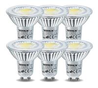 WSMCN GU10 LED Bulbs 6W, Cool White 6000K 600lm, 80W Halogen Bulb Equivalent, Energy Saving Light Bulbs, PAR16 Spotlight Bulb, 38°Beam Angle, Non Dimmable, Pack of 6