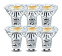 WSMCN GU10 LED Bulbs 6W, Warm White 2700K 565lm, 75W Halogen Bulb Equivalent, Energy Saving Light Bulbs, PAR16 Spotlight Bulb, 38°Beam Angle, Non Dimmable, Pack of 6