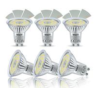 WSMCN GU10 LED Bulbs Dimmable 6W, Cool White 6000K 655LM, 75W Halogen Spotlight Bulb Equivalent, PAR16 Reflector Light Bulb, 120° Beam Angle, Flicker-Free Spotlight, Pack of 6