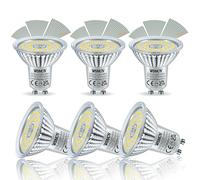 WSMCN GU10 LED Bulbs Dimmable 6W, Daylight White 5000K 655LM, 75W Halogen Spotlight Bulb Equivalent, PAR16 Reflector Light Bulb, 120° Beam Angle, Flicker-Free Spotlight, Pack of 6