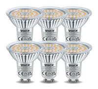 WSMCN GU10 LED Bulbs Dimmable 6W, Warm White 3000K 520LM, 70W PAR16 Halogen Equivalent, Beam Angle 120°, Flicker-Free Spotlight, Pack of 6