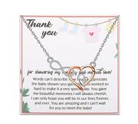 WSNANG Babyshower Hostess Necklace Baby Shower Thank You Gift for Host Hostess Jewelry With Message Card Infinite Love Heart Necklace, M, Stainless Steel, nothing