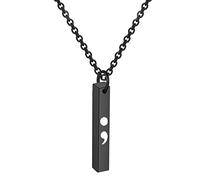 WSNANG Depression Awareness Necklace Depression Relief Gift Anxiety Suicide Awareness Mental Health Inspirational Gift Semicolon Bar Necklace, L, Stainless Steel, nothing