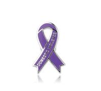 WSNANG Domestic Violence Awareness Gift Purple Ribbon Brooch Pancreatic Cancer Survivor Gifts Alzheimer's Warrior Gift, M, Stainless Steel, no gemstone