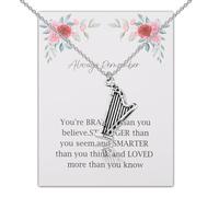 WSNANG Inspirational Harpist Konghou Gift Harp Player Necklace Orchestra Gift Music Band Gift Harp Teacher Student Gift, M, Stainless Steel, No Gemstone