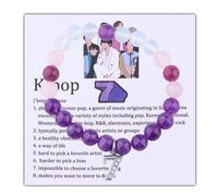 WSNANG Korean Group Army Gifts K-Pop 7 Band Bracelet Army Members Fans Jewelry Singer Album Inspired Gifts, Standard, natural stone beads, no gemstone