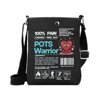 WSNANG POTS Warrior Gift POTS Syndrome Teal Ribbon Fighter Inspired Crossbody Bag with Zipper Chronic Illness Spoonie Gift (UK POTS Warrior)