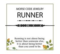 WSNANG Runner Morse Code Bracelet - Running Lover Gift for Cross Country Runners, 8*8CM, Stainless Steel, stainless steel
