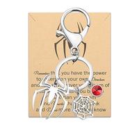 WSNANG Spider Keychain Movie Merchandise Hero Spider Fan Gift Spider Charm Keychain Spider Lover Inspirational Gifts, Silver, little