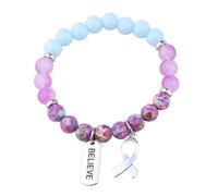 WSNANG Thyroid Cancer Survivor Gift Thyroid Cancer Awareness Bracelet Surgery Recovery Gift Warrior Support Jewelry, Standard, natural stone beads, no gemstone