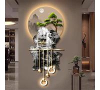 WSNCXFW 3D Wall Art Decor with Led Lights, Modern Walls Hanging Painting Decoration,Chinese Creative Landscape Picture Walls Mounted Lamp, for Living Room Entrance,C,60 * 131CM