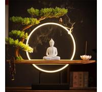 WSNCXFW Ceramic Tathagata Buddha Incense Burner with Led-Light, Zen Decor Incense Holder,Handmade Buddha Statue Backflow Incense Burner Lotus Stick,for Meditation Relax Yoga,B