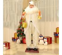 WSNCXFW Singing Dancing Santa Claus, Life Size Electric Santa Statue, Animated Santa Claus, Musical Moving Figure Christmas Decoration,Sining and Dancing Santa Claus,1.8M,White