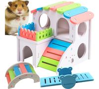 WSNDM 3 Pieces Hamster Play Toys, Rainbow House, Colorful Arch Bridge, Seesaw, Boredom Breaker Small Animal Activity Toy, Cage Accessories For Small Pet Toys, Hamster Rat Hedgehog Squirrel