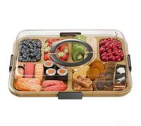 WSNDM Bamboo Cutting Board With Lock Cover, 37 * 29 * 7cm, Charcuterie Board With Clear Lid And Handle, Bamboo Snack Serving Tray, Travel Portable Snackle Box Container For Snacks Charcuterie