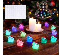 Wsndyjia 60PCS Mini Christmas Ducks with Santa Hat, Mini Resin Luminous Duck Glow in The Dark, MiniChristmas Figures Ducks for Garden Micro Landscape Ornament Dollhouse, Xmas Tiny Duck Small Ornament