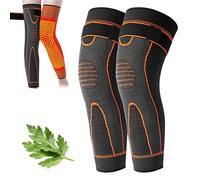 Wsndyjia Aicao Knee Protection Warm Socks, Mugwort Acupressure Self Knee Protector Sock for Warmth Old Cold Legs, Aicao Heated Knees Sleeve Brace for Women and Men, Relieve Knee Pain (L)