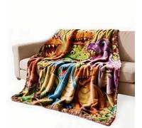 Wsndyjia Dinosaur Blanket for Boys Kids, 3D Dinosaur Throw Blanket 150x100cm, Soft Cozy Flannel Lightweight Blanket for Home, Bedroom, Couch, Sofa & Travel Decor, Digital Print