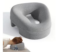 Wsndyjia Face Down Pillow, Massage Headrest for Bed, Breathable Table Face Cradle Rest Cushion for Naps, Memory Foam Face Down Massage Headrest, Removable Grey Cover