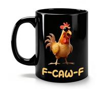 Wsndyjia FCF Funny Chicken Mug, 11oz Ceramic Coffee Mugs, 2026 Funny Meme Rooster Milk Mugs Tea Cup Rooster Coffee Cups Valentines Gifts for Men Women (No Sound) (Black)