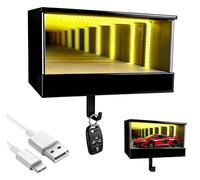 Wsndyjia Infinity Car Garage Keychain Hanger, Race Car Key Holder Wall Mount with LED, Infinite Glowing Illusion Tunnel, Glowing Garages Keys Hook Rack Home Decor for Car Lover Gift