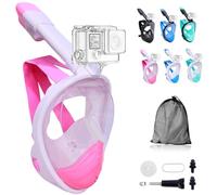 Wsobue Snorkel Mask,Full Face Diving Mask for Adults and Youth Action Camera Compatible Anti-Fog Easy Draining Snorkeling Set