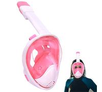 Wsobue Snorkel Mask,Full Face Diving Mask for Adults and Youth Action Camera Compatible Anti-Fog Easy Draining Snorkeling Set (WhitePink S/M)
