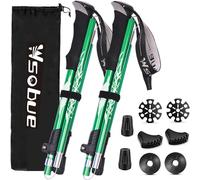 Wsobue Walking Pole-1 Pack Hiking Trekking Pole With Antishock and Quick Lock System, Telescopic, Collapsible, Ultralight Foldable Hiking Walking Stick for Seniors Women Men (Green-1 Pair)
