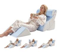 WSOFRLAC 4PCS Orthopedic Bed Wedge Pillow Set for Sleeping, Post Surgery Foam Pillow,Blue White